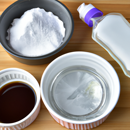 A bowl filled with baking soda and vinegar, natural cleaning solutions for cookware.